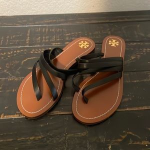 Black Tory Burch Patos Flat Sandal- 7.5
